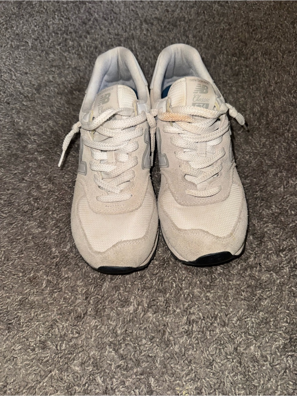 New Balance Women’s Beige and White Athletic Sneakers